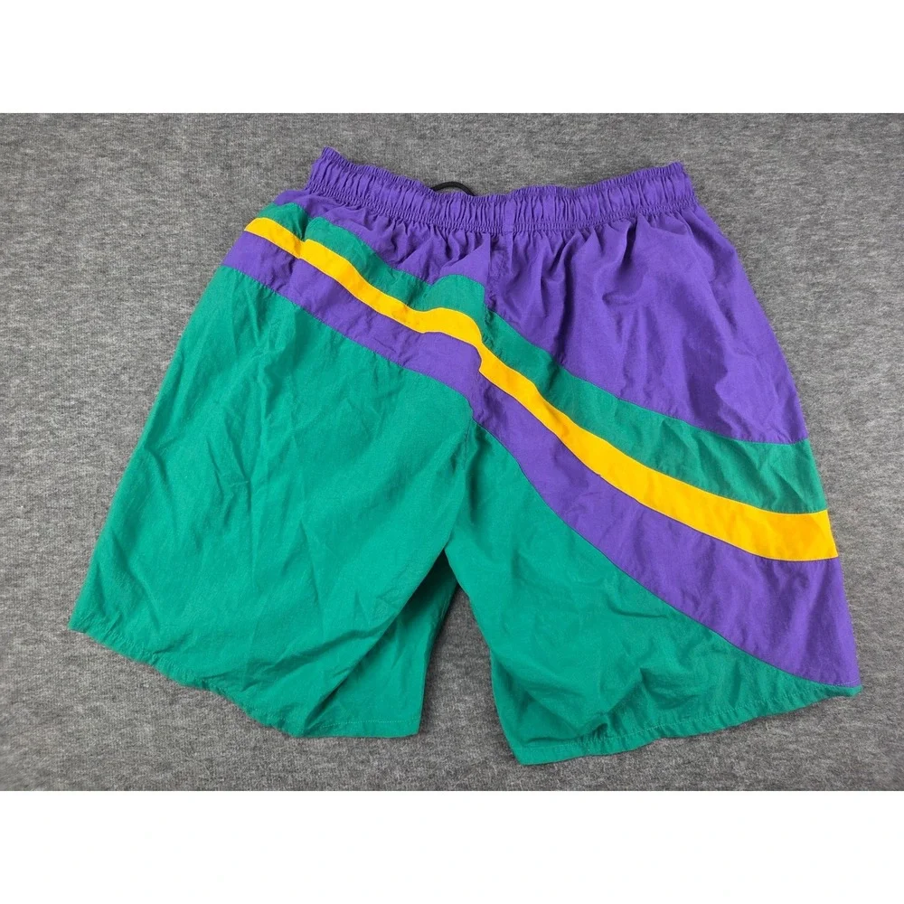 Nautica Swim Shorts Mens L Multi Wakeboarding Vintage Colorblock Nylon Trunks